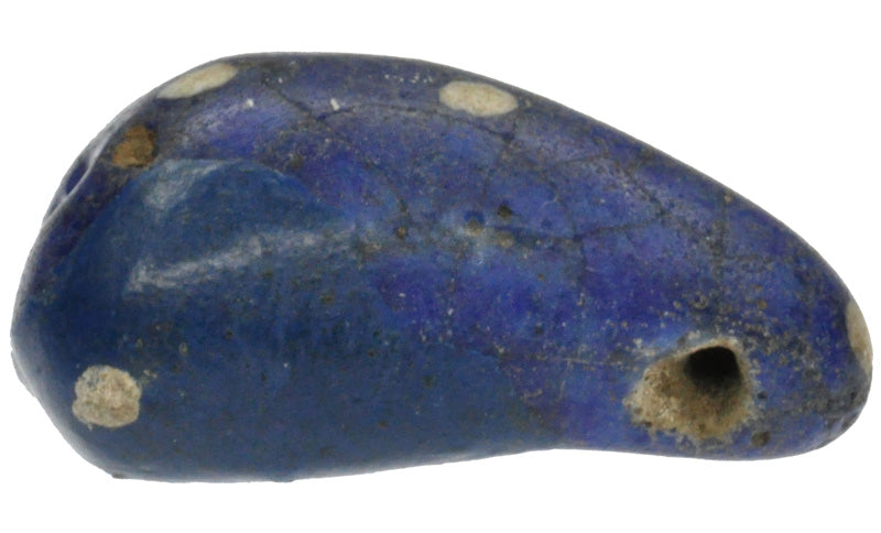 Rare Large Blue Kiffa Glass Trade Bead - Mauritania, Africa - close-up