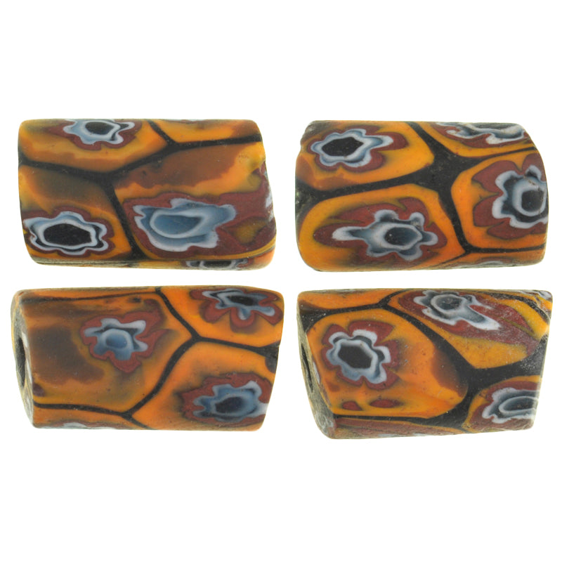 Antique Venetian Millefiori Mosaic Glass Trade Beads - 14-15Mm Rare African Trade Beads