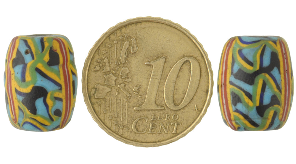 Rare Antique Fancy Venetian Lampwork Beads With Trail Decoration, 14X11Mm - alternate view