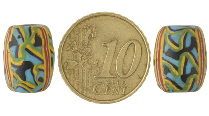 Rare Antique Fancy Venetian Lampwork Beads With Trail Decoration, 14X11Mm - alternate view