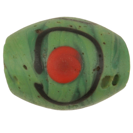 Rare Antique Green "Eye" Venetian Lampwork Trade Bead - 15Mm
