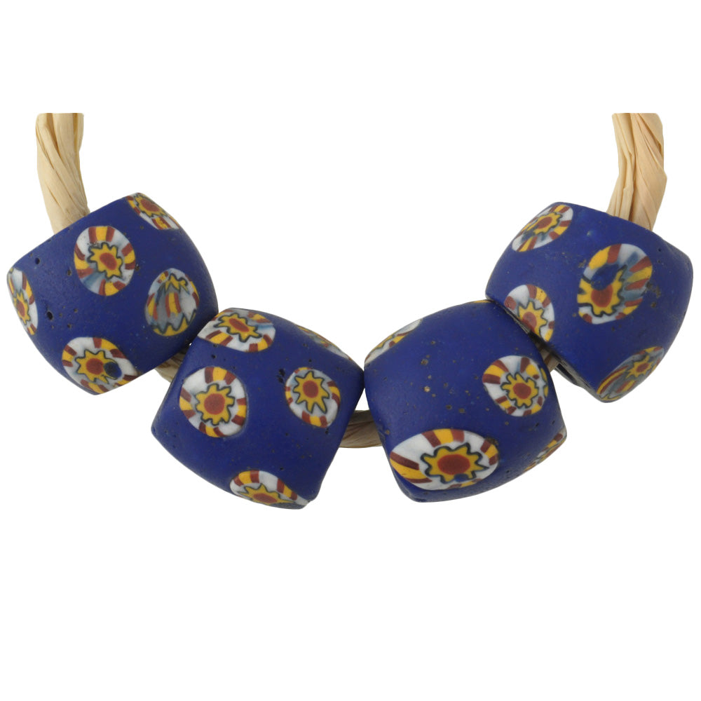 Seltene antike venezianische Millefiori-Mosaik-Handelsperlen, 13 mm afrikanische Perlen