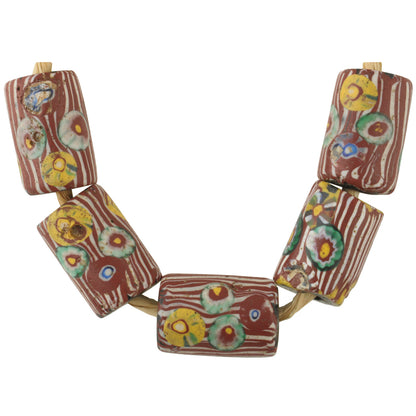 Antique Venetian Millefiori Mosaic Glass Trade Beads - Rare 17-18Mm