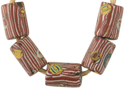 Antique Venetian Millefiori Mosaic Glass Trade Beads - Rare 17-18Mm - alternate view