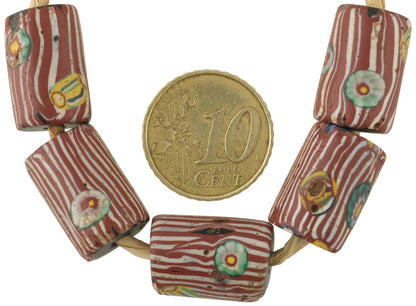 Antique Venetian Millefiori Mosaic Glass Trade Beads - Rare 17-18Mm - close-up