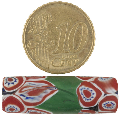 Seltene antike grün gebänderte Millefiori Mosaik Glas Handelsperle - alternative Ansicht