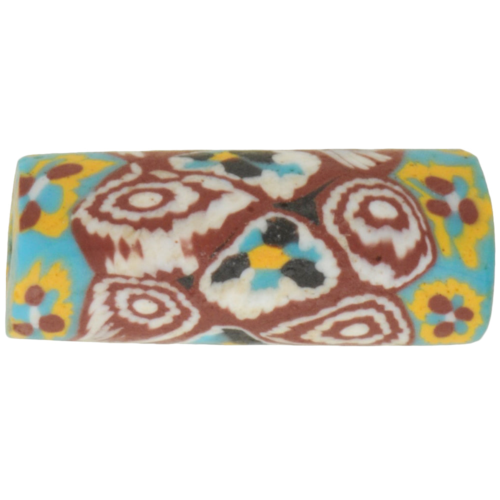 Seltene antike venezianische Millefiori-Mosaik-Glas-Handelsperle, 21 x 9 mm