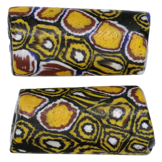 Ασορτί ζευγάρι σπάνιων παλαιών Millefiori βενετσιάνικα μωσαϊκά γυάλινα αφρικανικά εμπορικά χάντρες SB-25691