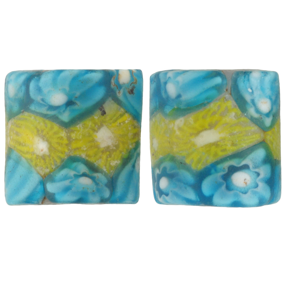 Rare Antique Venetian Millefiori Mosaic Beads, African Trade Beads - close-up