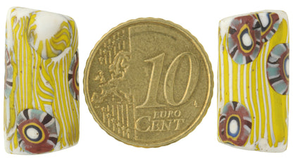 Antique Venetian Millefiori Glass Trade Beads, African Mosaic Pair 21Mm - alternate view