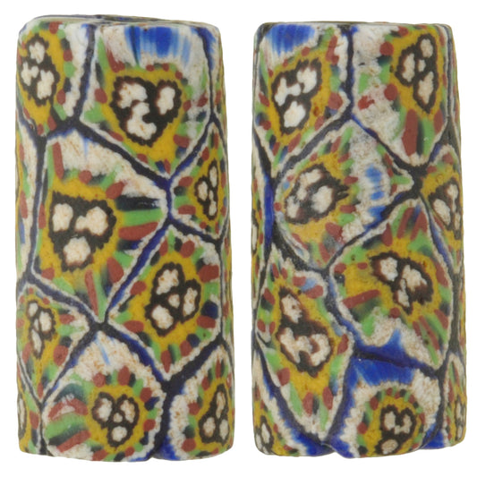 Antique Large Venetian Millefiori Mosaic Glass Trade Beads - African Trade