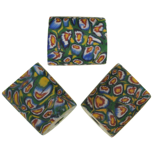 Rare vecchie perle di vetro a mosaico veneziano Millefiori commercio africano SB-27435