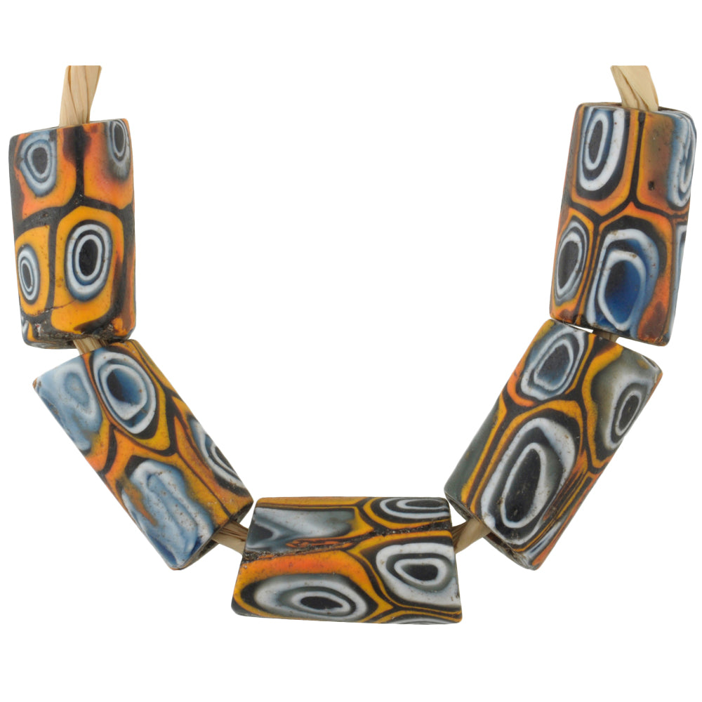 Beautiful Antique Venetian Millefiori Mosaic Glass Trade Beads - 14-15Mm