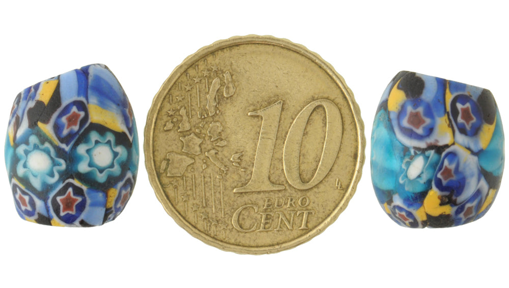 Rare Antique Oval Millefiori Mosaic Glass Trade Beads, 13-14 Mm - alternate view