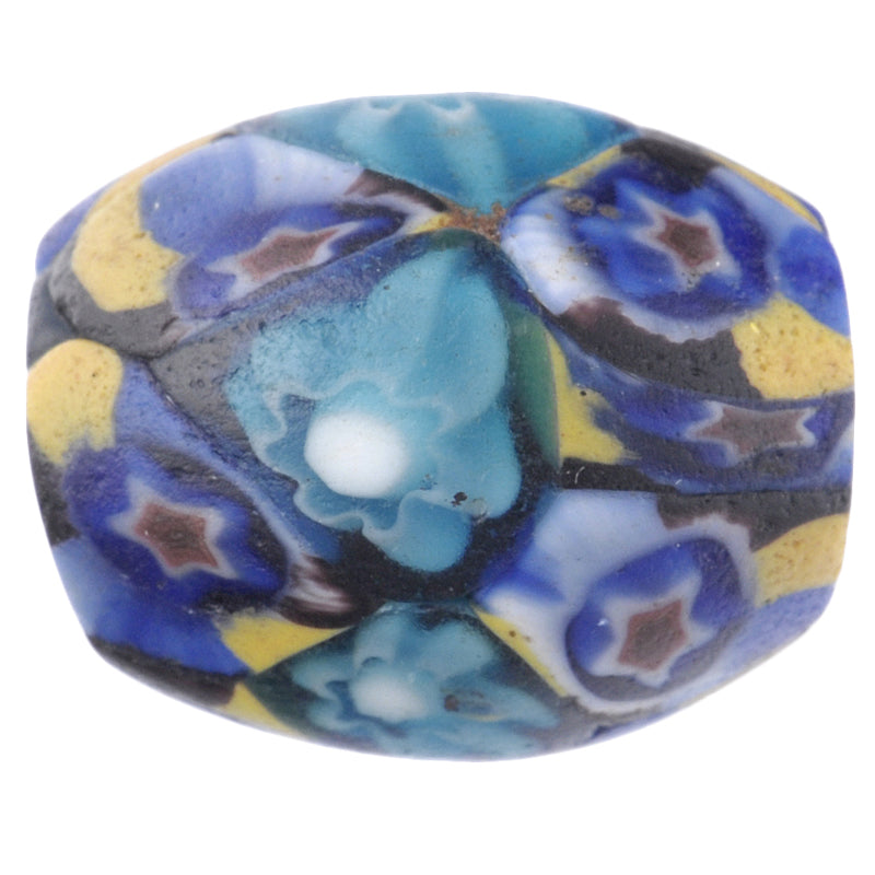 Rare Antique Oval Venetian Millefiori Mosaic Trade Bead, 15X12Mm