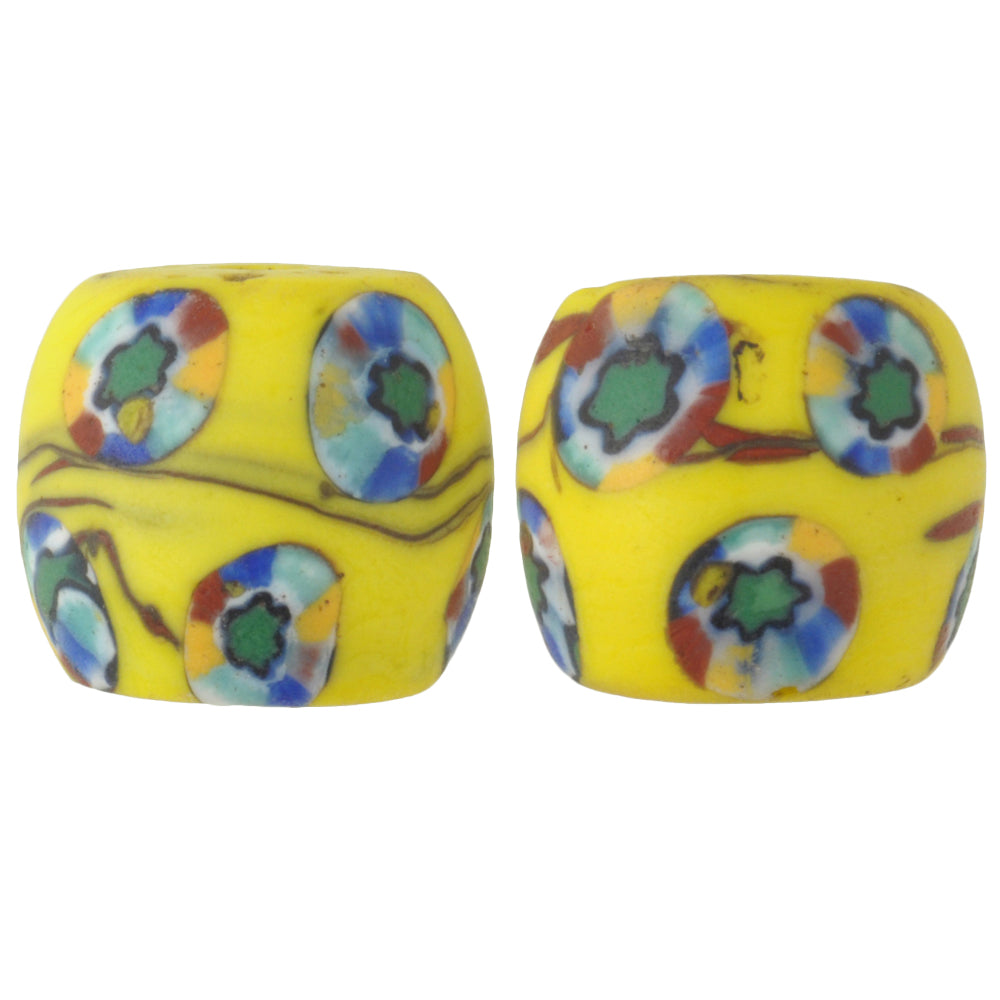 Seltene antike runde venezianische Millefiori-Mosaikperlen 15 x 13 mm, Afrikanischer Handel