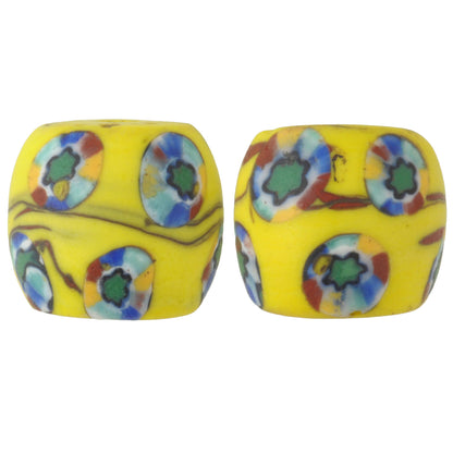 Seltene antike runde venezianische Millefiori-Mosaikperlen 15 x 13 mm, Afrikanischer Handel