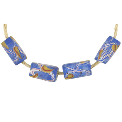 Antique Rectangular Fancy Venetian Lampwork Glass Trade Beads - African Trade