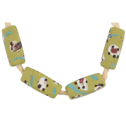 Rare Antique Rectangular Floral Venetian Lampwork Trade Beads, 16Mm