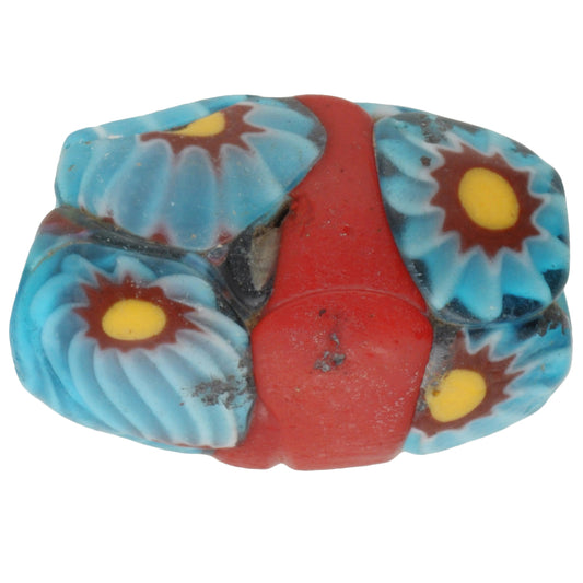 Редкая старая красная овальная бусина Millefiori Venetian Mosaic Glass Trade Bead SB-29425