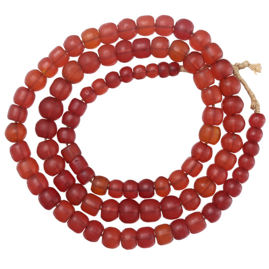 Simpatiche perle di vetro boemo/ceco rosso traslucido Old Strand, commercio africano SB-26030