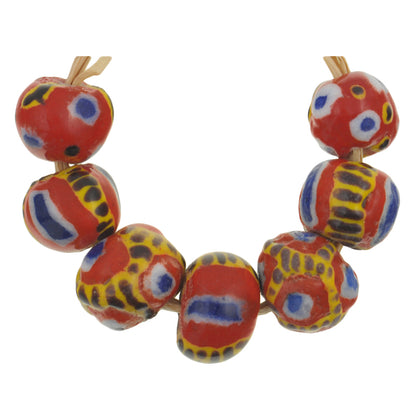 Round Polychrome Kiffa Beads - Handmade Mauritanian Glass Beads - product focus