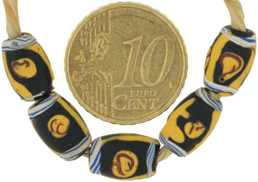 Antique Black Fancy Venetian Lampwork Glass Trade Beads - African Trade - alternate view