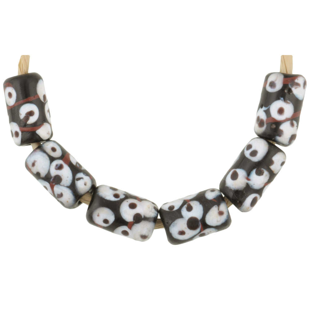 Rare Black Fancy Venetian Lampwork Beads With Trail Decoration - African Trade Beads