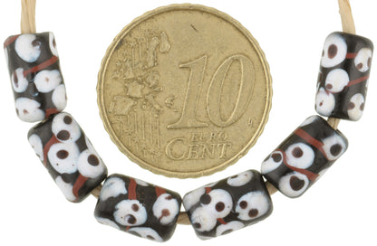 Rare Black Fancy Venetian Lampwork Beads With Trail Decoration - African Trade Beads - alternate view