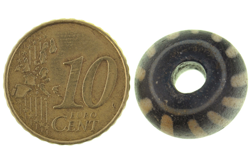 Seltene antike 3-lagige Chevron „Speo“ venezianische gezogene afrikanische Handelsperle aus Glas SB-27460