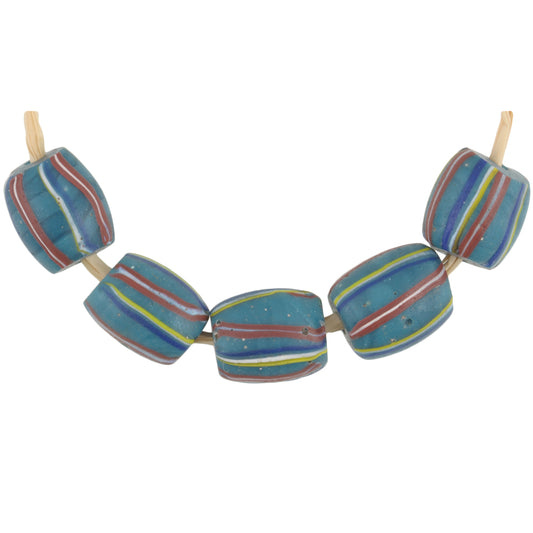 Rare Antique Striped Venetian Lampwork Glass Trade Beads - African Trade