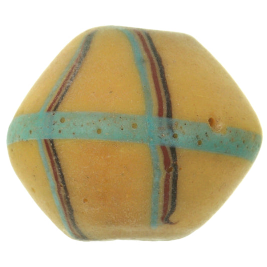 Μεγάλη αντίκα κίτρινη "βασιλιάς"/ Bicone Venetian Wound Glass Bead African Trade SB-27644