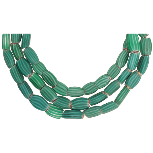 Παλιά Ταίριασμα πίνακα 4 στρώσεων πράσινο Chevron Venetian Glass Beads African Trade SB-29477