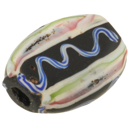 Antique Tabular Black Fancy Venetian Wound Glass African Trade Bead Sb-30405