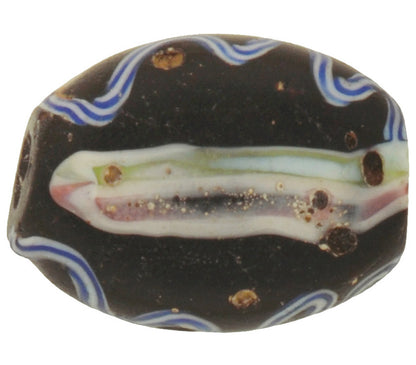 Antique Tabular Black Fancy Venetian Wound Glass African Trade Bead Sb-30405 - alternate view