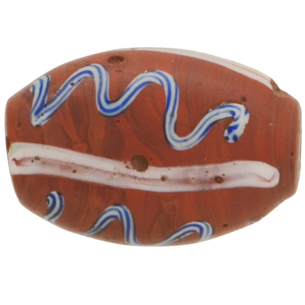 Antique Venetian Tabular Fancy Glass Trade Bead With Trail Decoration