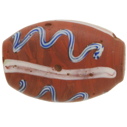 Antique Venetian Tabular Fancy Glass Trade Bead With Trail Decoration