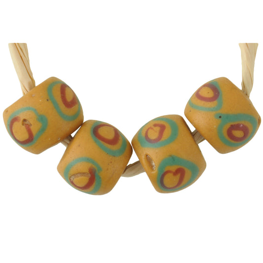 Antique Eye Fancy Venetian Wound Glass Trade Beads With Trail Decoration