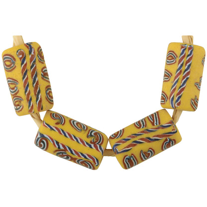 Antique Fancy Venetian Wound Glass Trade Beads With Trail Decoration - close-up