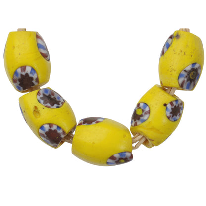 Antike venezianische ovale Millefiori-Mosaik-Glas-Handelsperlen - Afrikanischer Handel