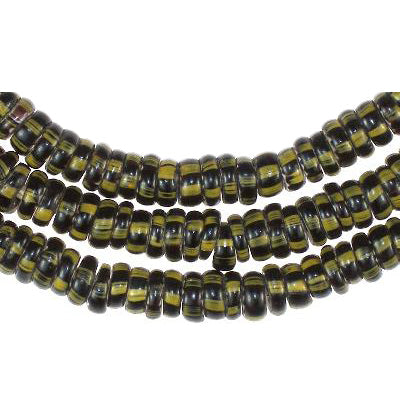 Old Strand Of Yellow Jacket Chevron Beads 5Mm, 26.5", Venetian 1900S