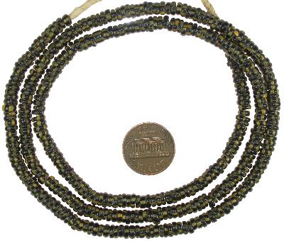 Schöne alte 4-L schwarze Chevron Venetian Glass Trade Beads SB-20382
