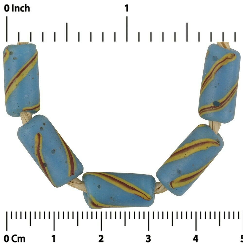 Antike Glasperlen Swirl venezianische Lampenarbeit blau afrikanischer Handel - Tribalgh