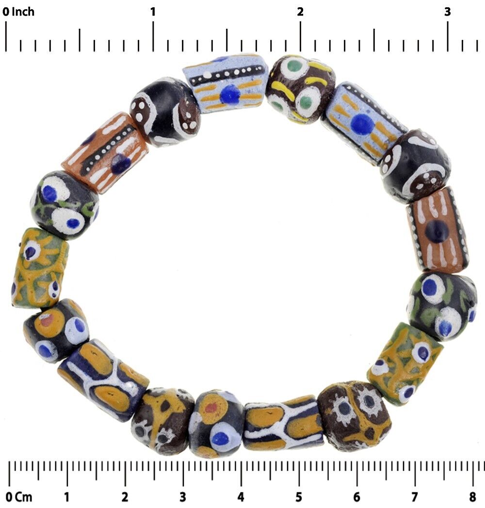 African Recycled glass beads Krobo Ghana ethnic tribal bracelet - Tribalgh