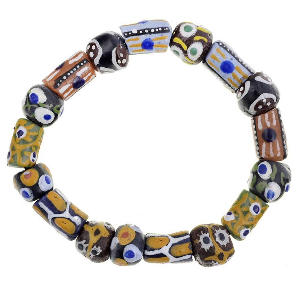 African Recycled glass beads Krobo Ghana ethnic tribal bracelet - Tribalgh