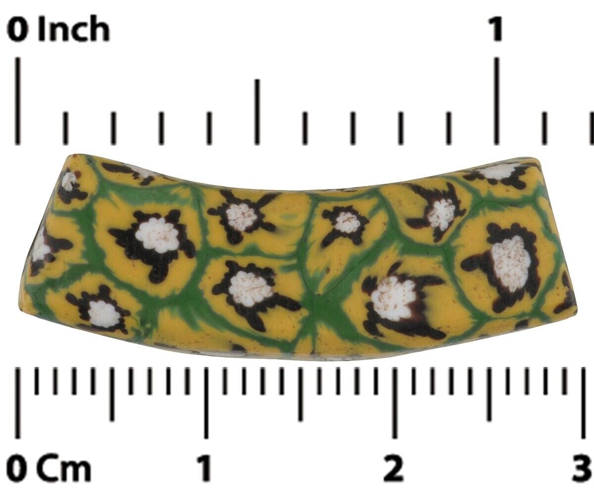 Antique Rectangular Elbow Millefiori Venetian Mosaic Glass Trade Bead - alternate view