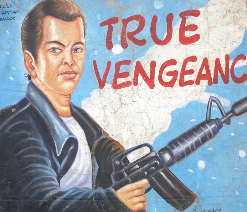 True vengeance movie poster hand painted in Ghana West Africa for the local cinema art details