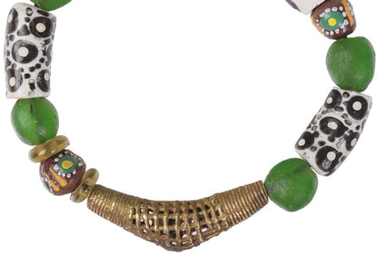 Messing Glasperlen handgefertigtes Ashanti Tribal ethnisches Armband afrikanisch - Tribalgh