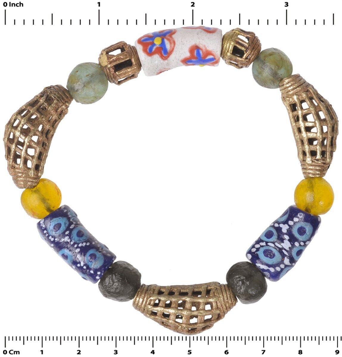 Bracciale in ottone di vetro fatto a mano con perline Gioielli africani - Tribalgh