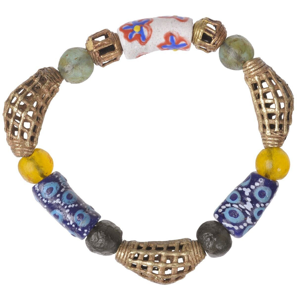 Bracelet perles de verre laiton fait main Bijoux africains - Tribalgh